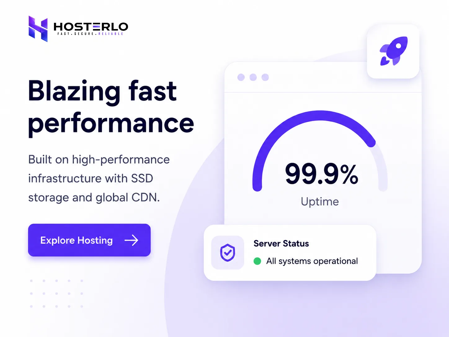 Hosterlo Blazing Fast Performance and Reliable Uptime Illustration